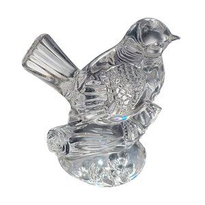 Waterford Crystal 4" Tall Robin Bird on Branch MCM Paperweight Figurine - RARE !